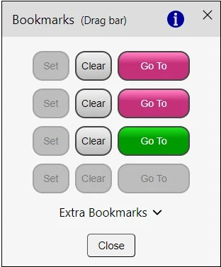 Bookmarks dialogue box