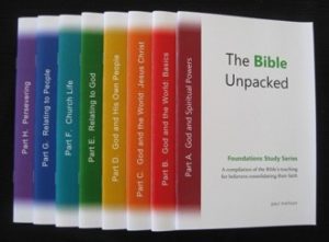 Image of the booklets in the free Foundations Bible studies series.